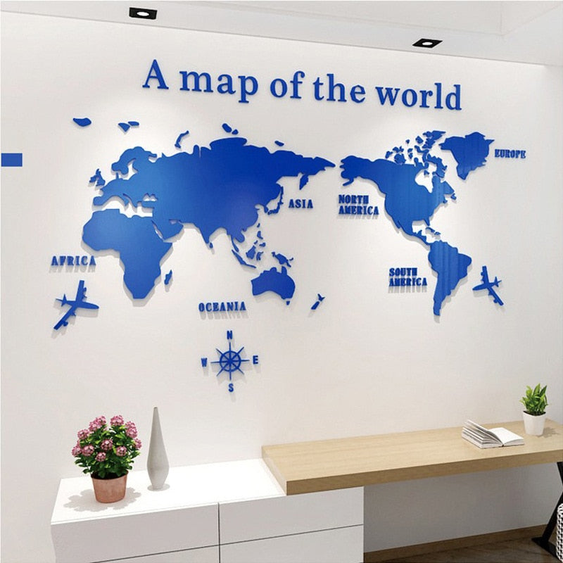 3D Acrylic Wall Map Sticker